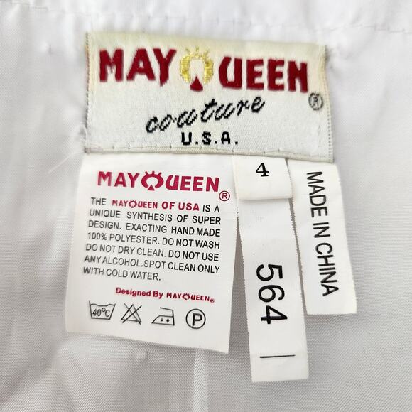 May Queen Y2K Strapless Mini Dress Ruched Waist Bubble Hem Embroidered - Picture 2 of 7